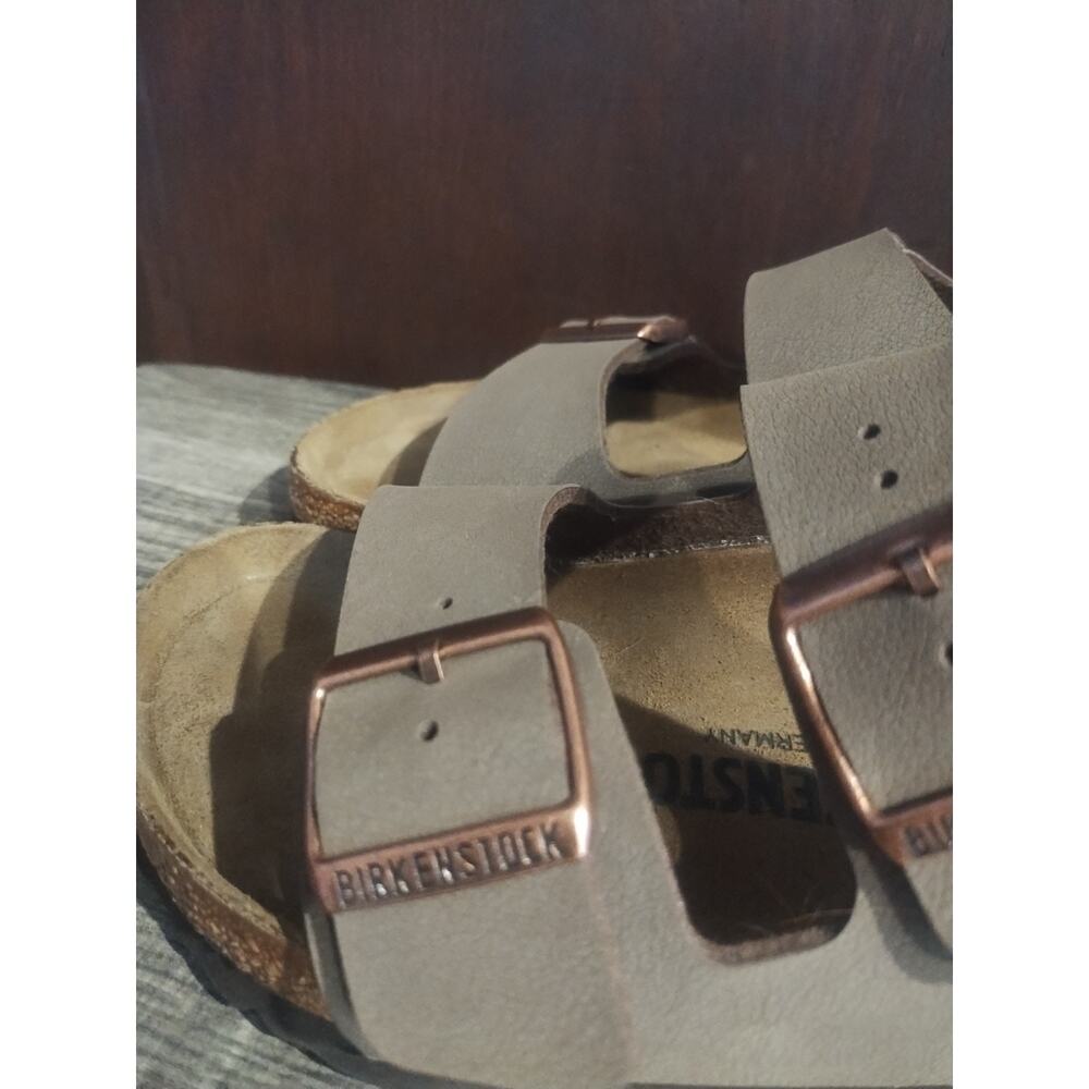 Birkenstock Milano Big Buckle Unisex Sandals 37 Suede Brown Ankle Strap New - Picture 11 of 11